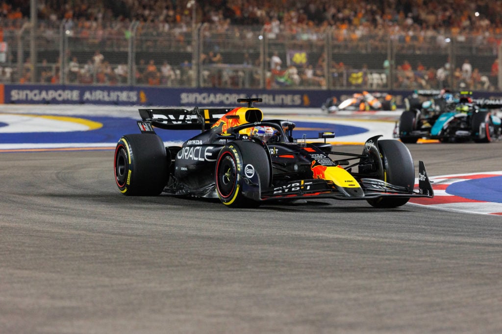 Max Verstappen of the Netherlands drives the (1) Oracle Red