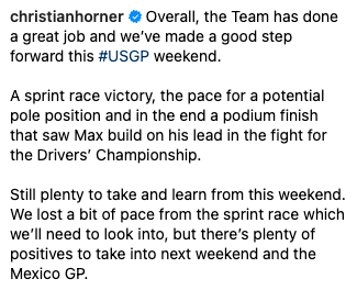 Sergio Perez fans react to Christian Horner’s comments after the US Grand Prix