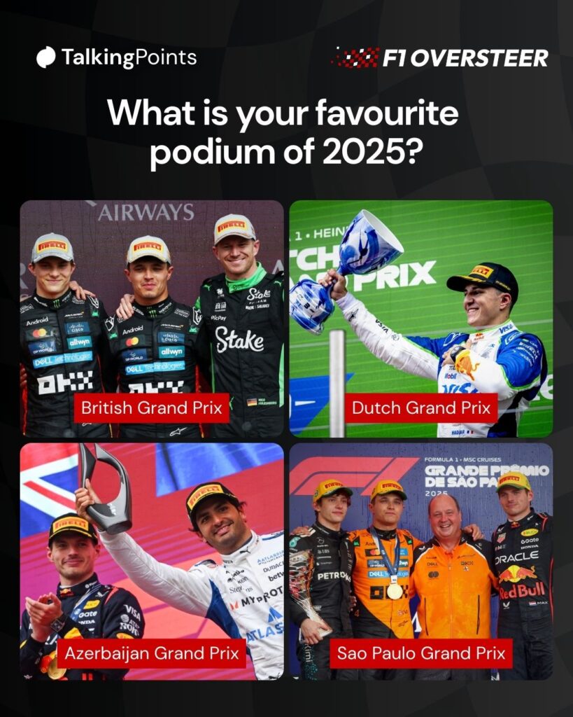 Graphic showing four podium finishes from the 2025 season