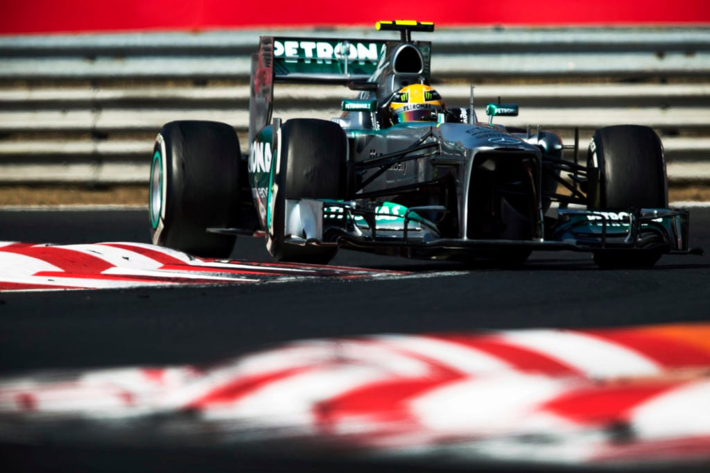 Mercedes driver Lewis Hamilton on track during the 2013 Hungarian Grand Prix