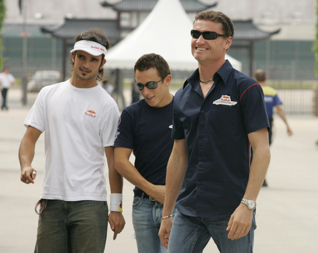 British F1 driver David Coulthard (R) of