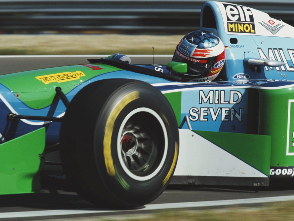 Michael Schumacher driving the #5 Mild Seven Benetton Ford Benetton B194 during the 1994 Hungarian Grand Prix