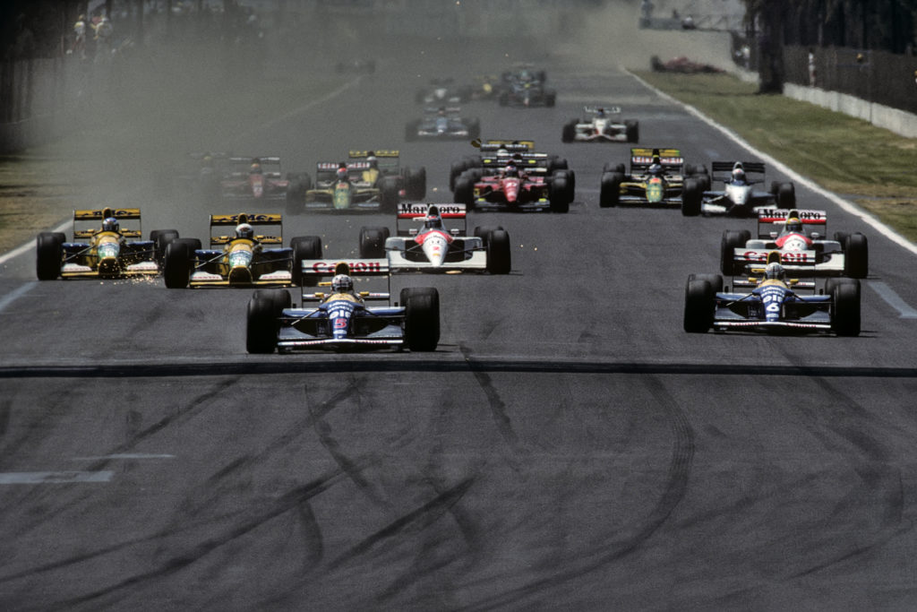 Nigel Mansell, Ricardo Patrese, Michael Schumacher, Martin Brundle, Gerhard Berger, Ayrton Senna, Grand Prix Of Mexico