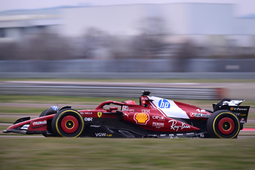 Charles Leclerc of Scuderia Ferrari in Action During SF-25 Testing at Fiorano Circuit