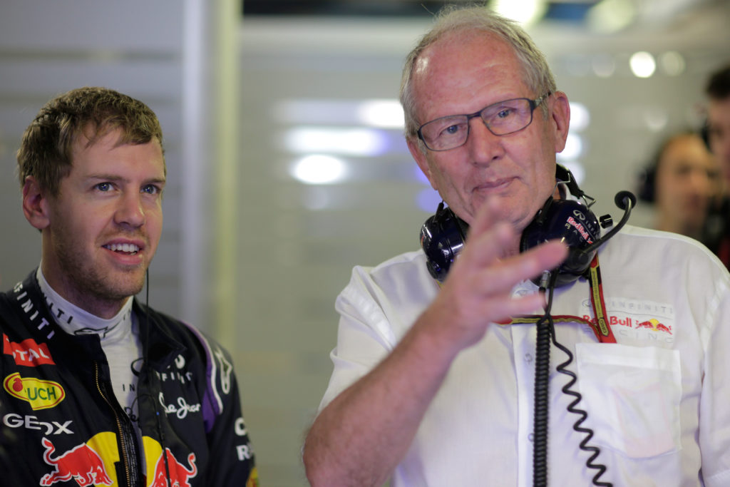 Sebastian Vettel and Helmut Marko of Red Bull at the 2014 Italian Grand Prix