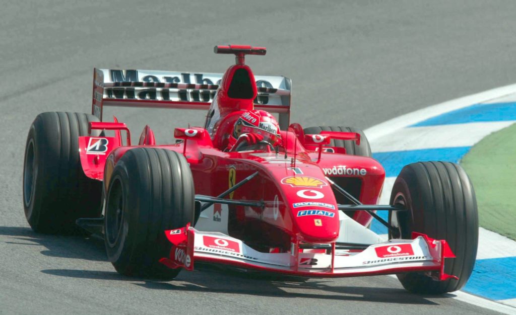 Ferrari driver Michael Schumacher on track at the 2003 F1 German Grand Prix