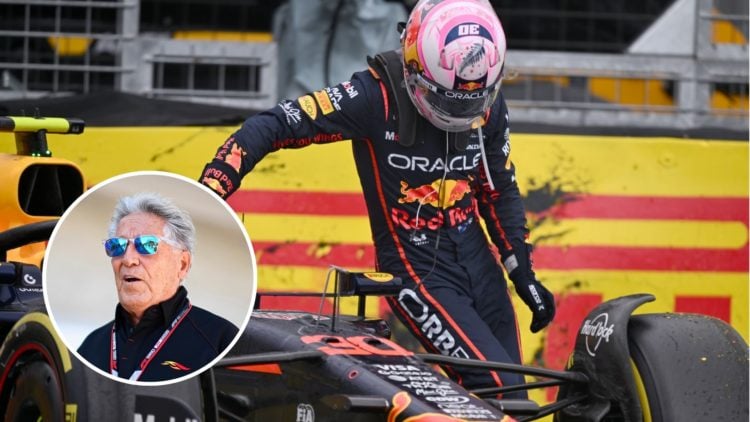 Former Red Bull driver Liam Lawson crashes at the Australian Grand Prix as Mario Andretti looks on in the paddock prior to the United States Grand ...