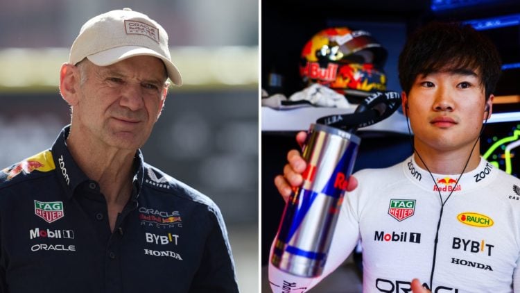 Former Red Bull designer Adrian Newey looks on before the Monaco Grand Prix and Yuki Tsunoda stands in the garage during the Abu Dhabi post-season ...
