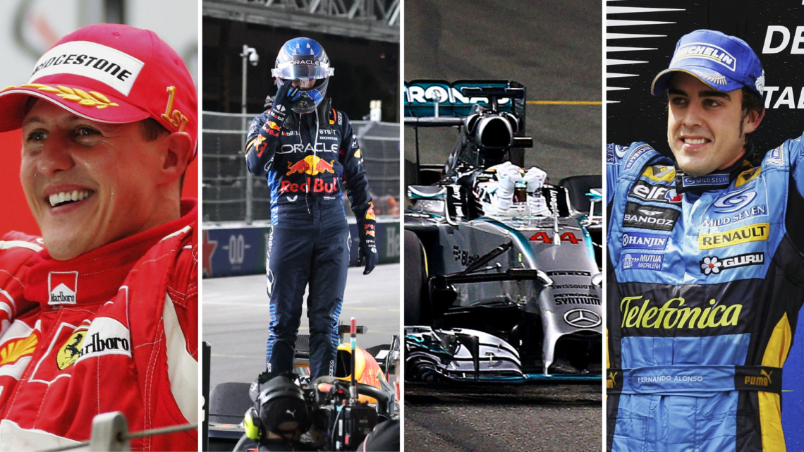 Michael Schumacher, Max Verstappen, Lewis Hamilton, Fernando Alonso