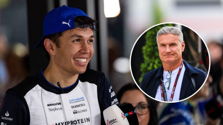 Alexander Albon of Thailand and Williams speaks in the media pen during the F1 Grand Prix of China at Shanghai International Circuit. Inset, David ...