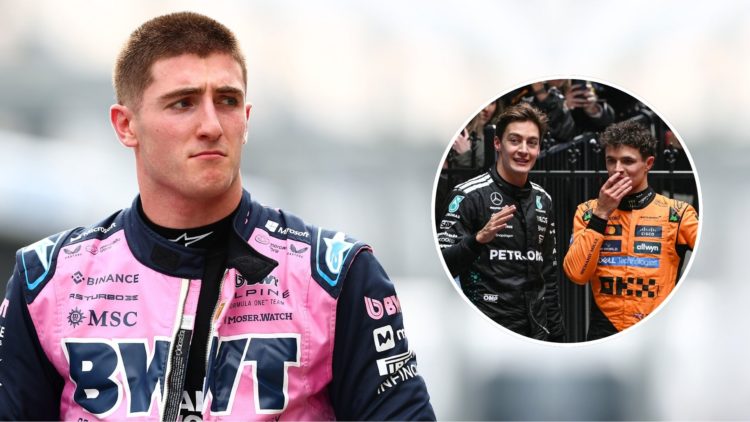 Fourteenth placed qualifier Jack Doohan of Australia and Alpine F1 looks on during qualifying ahead of the F1 Grand Prix. Inset, cLaren's British d...