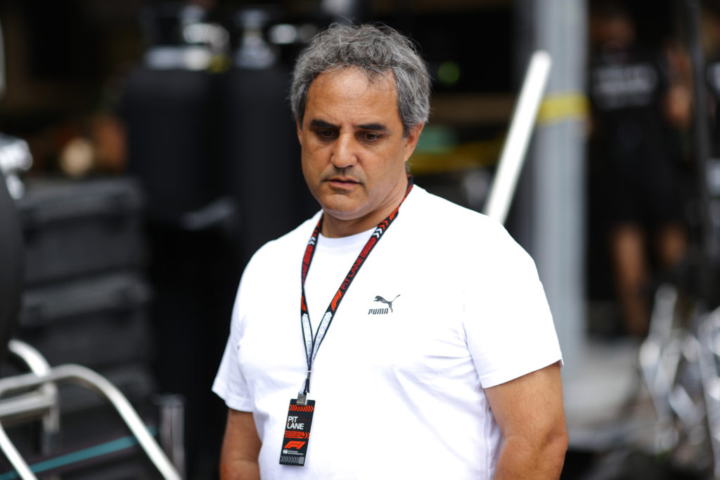 Juan Pablo Montoya in the pit lane at the 2025 F3 race in Monaco