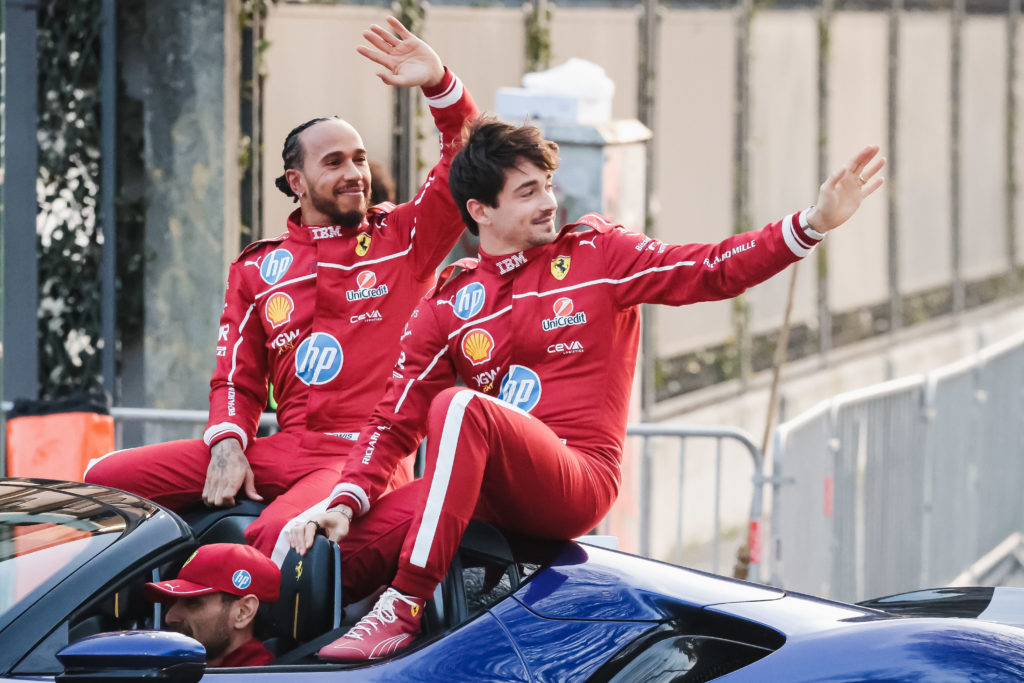 The Scuderia Ferrari HP Drivers' Presentation By UniCredit Event With A Street Demo In The City Circuit Through The Streets Of The City Centre Of Milan