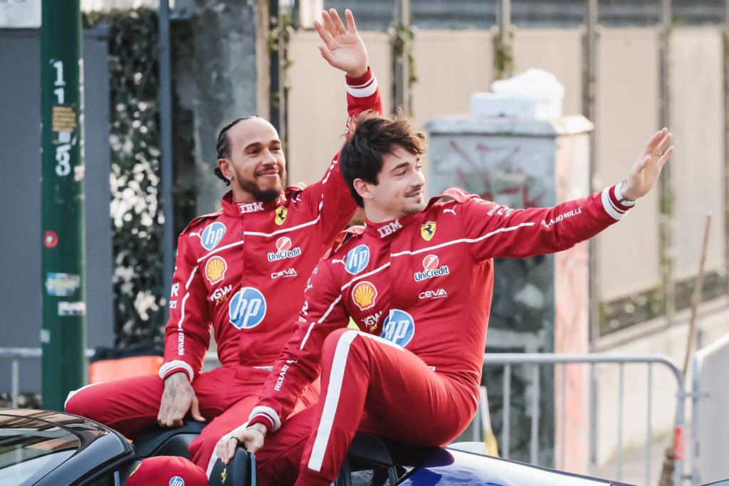 The Scuderia Ferrari HP Drivers' Presentation By UniCredit Event With A Street Demo In The City Circuit Through The Streets Of The City Centre Of Milan