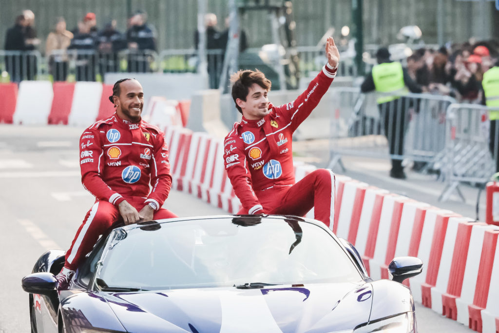 The Scuderia Ferrari HP Drivers' Presentation By UniCredit Event With A Street Demo In The City Circuit Through The Streets Of The City Centre Of Milan