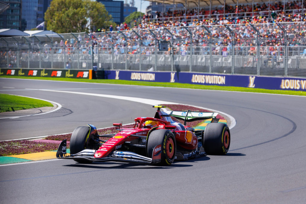 Lewis Hamilton of Great Britain drives the (44) Scuderia