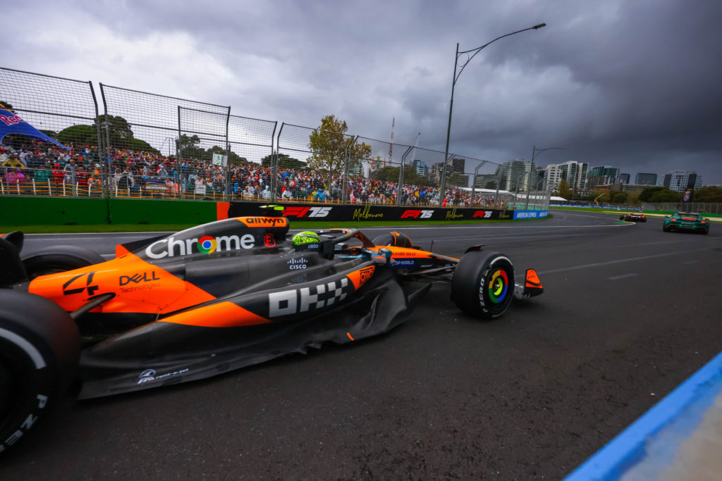 Lando Norris of Great Britain drives the (4) McLaren Formula