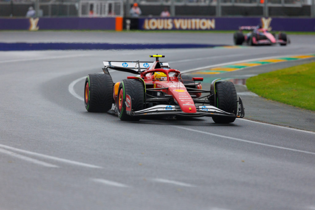 Lewis Hamilton of Great Britain drives the (44) Scuderia