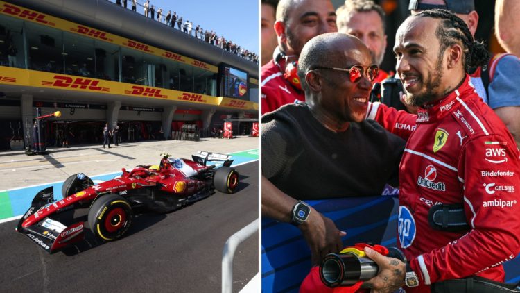 Ferrari's British driver Lewis Hamilton drives past the pits during the sprint qualifying session of the Formula One Chinese Grand Prix, and Lewis ...