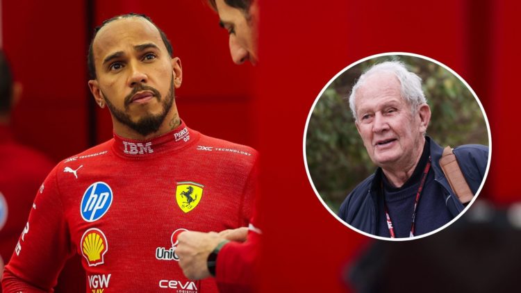 Lewis Hamilton of Great Britain and Ferrari talks to his engineers in the garage during day two of F1 Testing at Bahrain International Circuit. Ins...