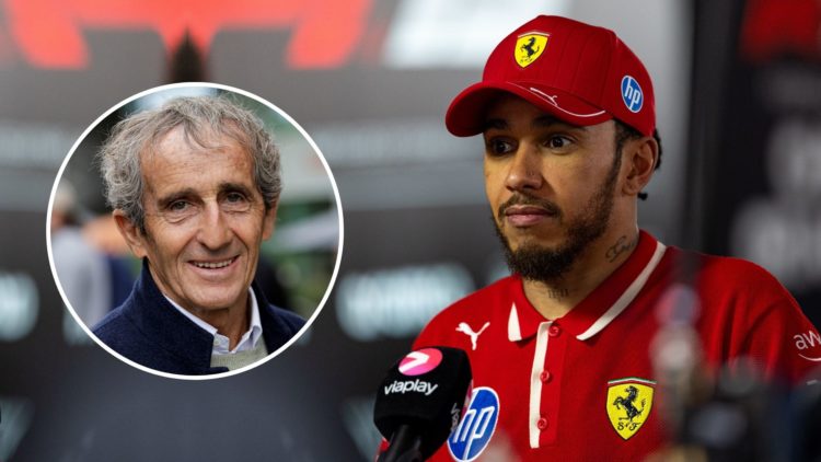 Lewis Hamilton of Great Britain and Ferrari speaks in the media pen during the F1 Grand Prix of China at Shanghai International Circuit. Inset, Ala...