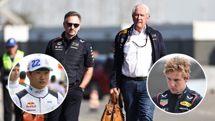 Christian Horner of Great Britain and Oracle Red Bull Racing and Dr. Helmut Marko of Austria and Oracle Red Bull Racing arrive at the track during ...