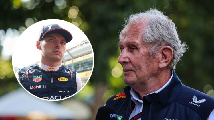 Red Bull motorsport advisor Helmut Marko speaks to the media ahead of the 2025 F1 Australian Grand Prix. Inset, Red Bull driver Max Verstappen prep...