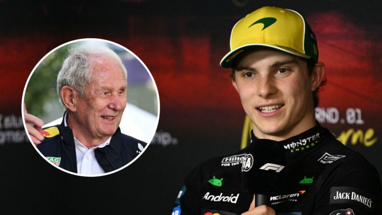 McLaren's Australian driver Oscar Piastri speaks at a press conference after finishing second in the qualifying session of the Formula One Australi...
