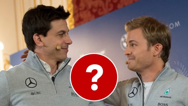 Formula One World champion Germany's Nico Rosberg (R) hugs with his Mercedes Petronas boss Toto Wolff after he announced to end his F1 career. Inse...