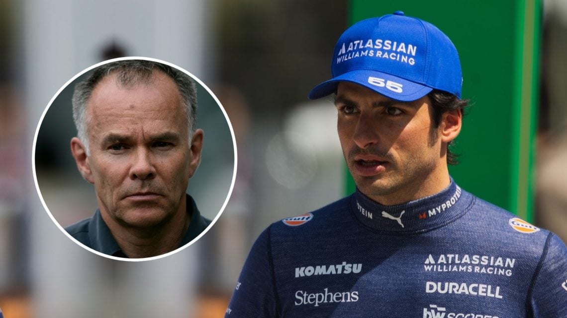 Carlos Sainz Jr of Spain and Williams Racing seen during the sprint race at Formula One Chinese Grand Prix. Inset, Peter Windsor.