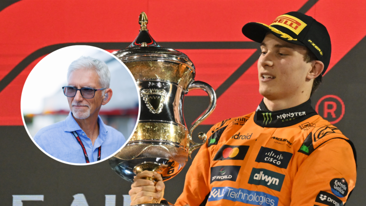Oscar Piastri wins the Bahrain Grand Prix. Inset: 1996 world champion Damon Hill. Credit: ANDREJ ISAKOVIC/AFP via Getty Images/Mark Peterson ATPImages