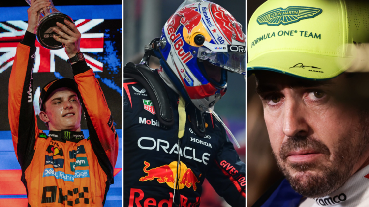 Oscar Piastri wins the Saudi Arabian GP ahead of Max Verstappen, while Fernando Alonso misses out on points. Credit: Jakub Porzycki/NurPhoto via Ge...