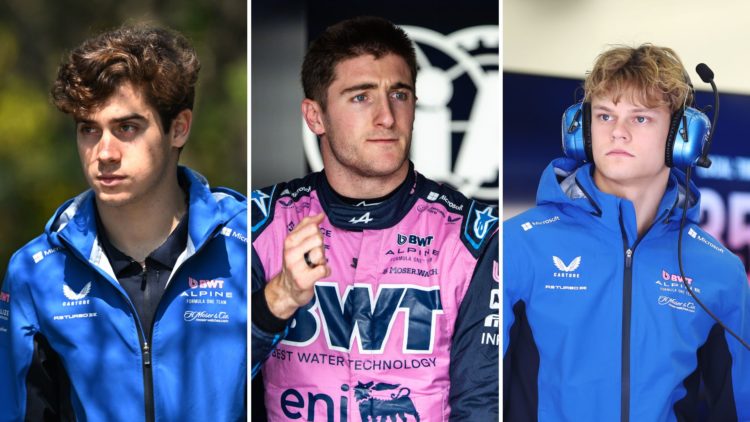 Three way split image of (R) Paul Aron watching Bahrain testing, (M) Jack Doohan at the Japanese Grand Prix and (L) Franco Colapinto arriving at th...