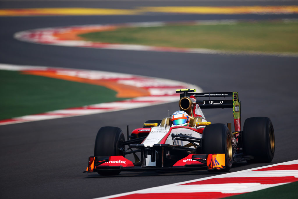 HRT driver Narain Karthikeyan during the 2012 Indian Grand Prix