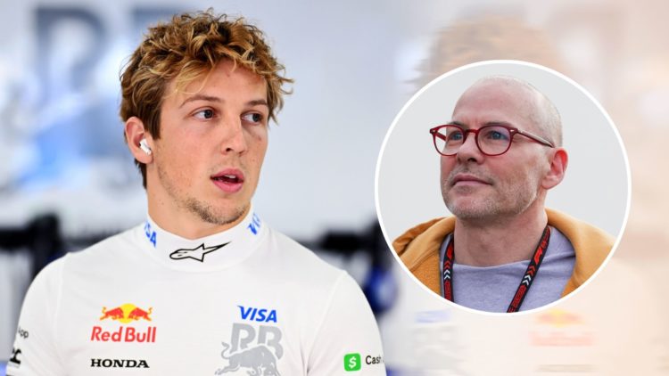 Racing Bulls driver Liam Lawson prepares for practice for the 2025 F1 Japanese Grand Prix. Inset, 1997 F1 champion Jacques Villeneuve walks through...