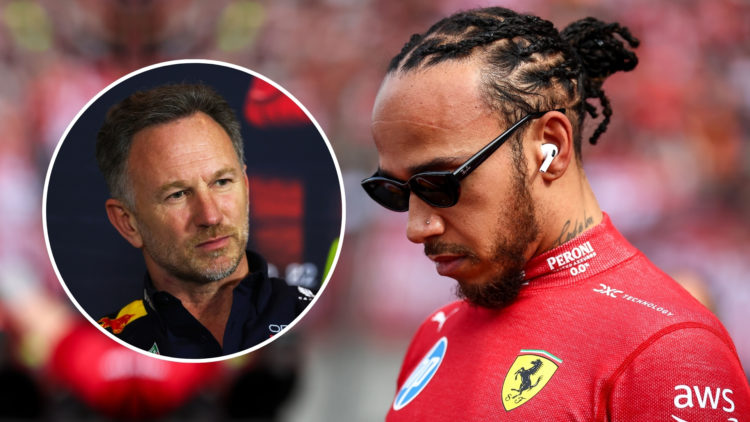 Lewis Hamilton of Great Britain and Scuderia Ferrari looks on during the F1 Grand Prix of China at Shanghai International Circuit in Shanghai, Chin...