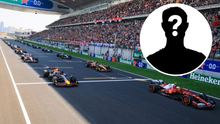 The grid for the 2025 Chinese Grand Prix Sprint race, inset Mystery