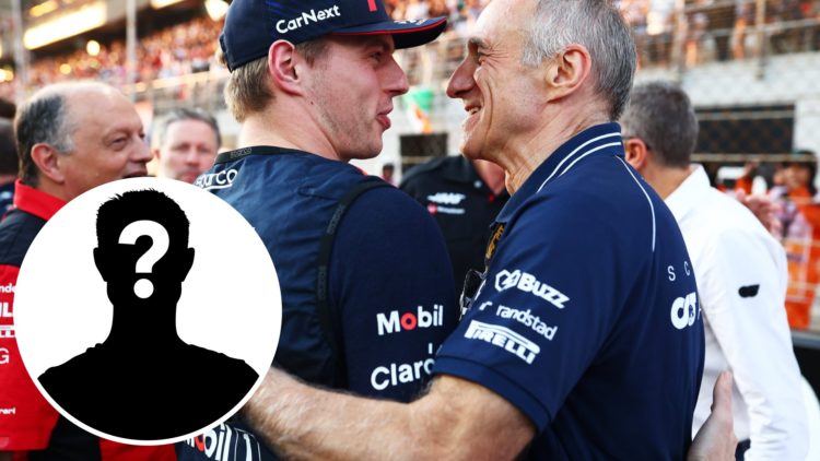 Max Verstappen and Franz Tost at the 2024 Abu Dhabi Grand Prix, inset Mystery