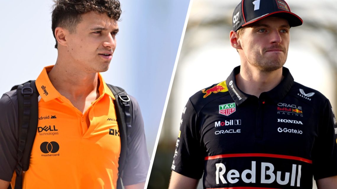 Max Verstappen and Lando Norris arrive at the Jeddah Corniche Circuit.
