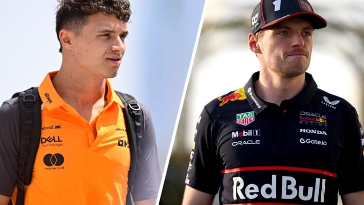 Max Verstappen and Lando Norris arrive at the Jeddah Corniche Circuit.
