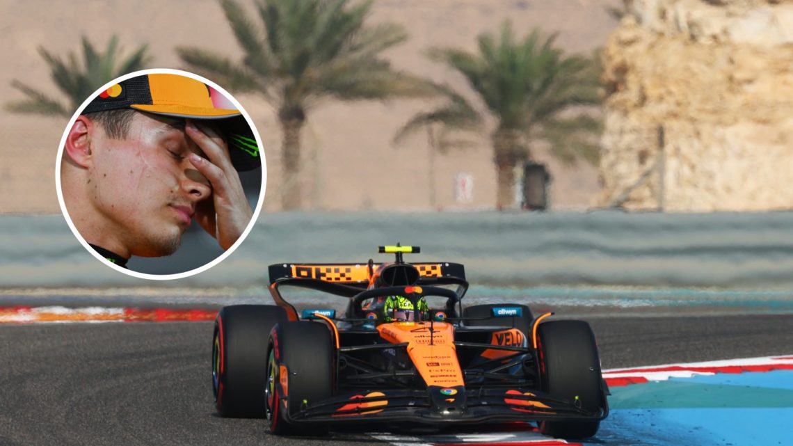 Lando Norris drives his McLaren MCL39 during practice for the 2025 Bahrain Grand Prix
