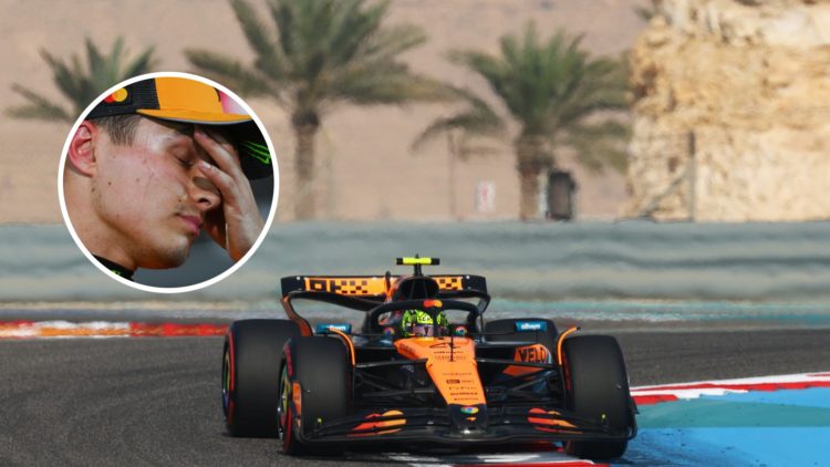 Lando Norris drives his McLaren MCL39 during practice for the 2025 Bahrain Grand Prix