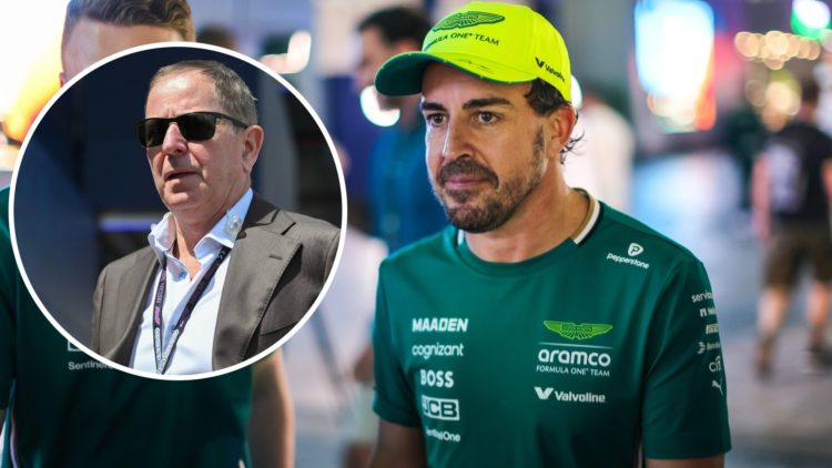 Fernando Alonso at the 2025 Saudi Arabian Grand Prix, inset Martin Brundle
