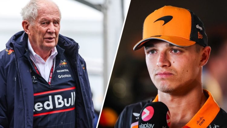 Helmut Marko and Lando Norris during qualifying for the Saudi Arabian GP.