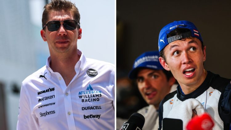 Split image of James Vowles (L) and Alex Albon (R) at the 2025 Saudi Arabian Grand Prix