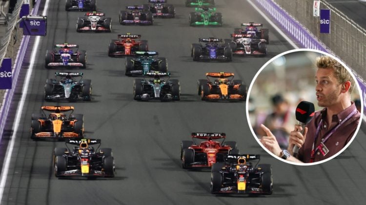 Start of the 2025 Saudi Arabian Grand Prix, inset Alex Brundle