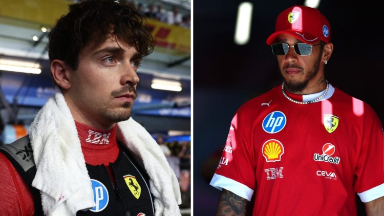 Ferrari drivers Charles Leclerc and Lewis Hamilton at the 2025 F1 Saudi Arabian Grand Prix