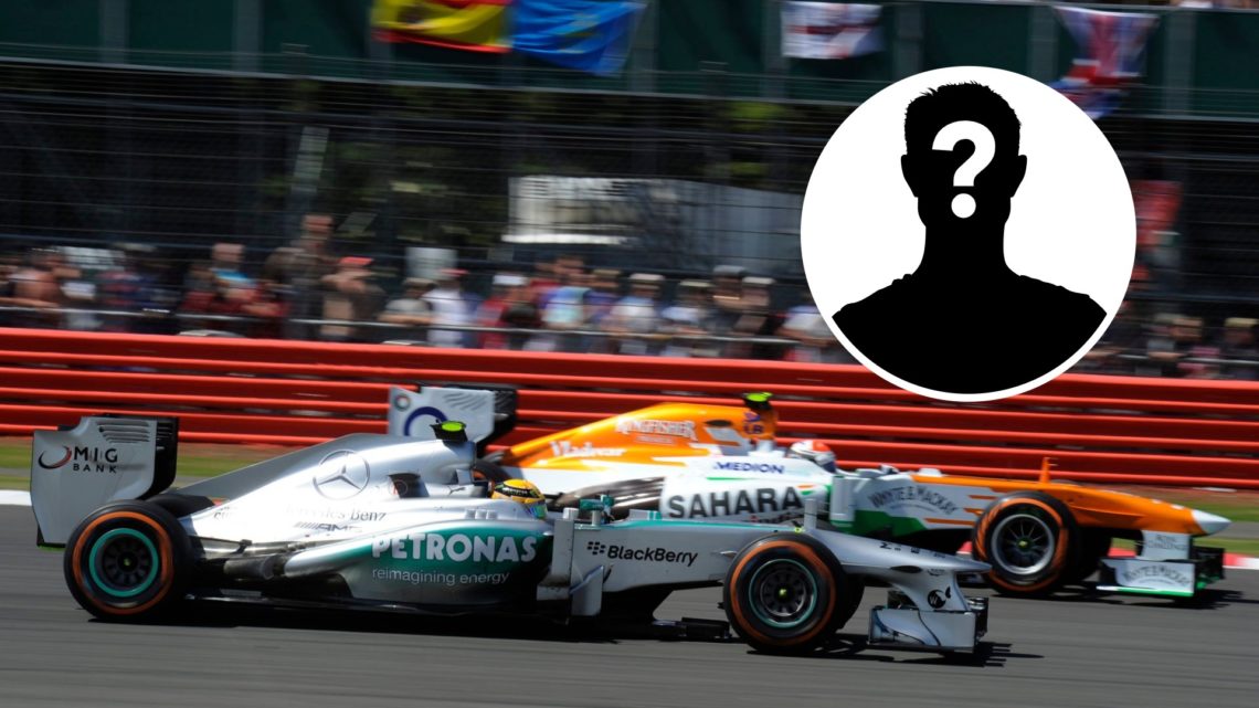 Adrian Sutil and Lewis Hamilton side-by-side at the 2013 British Grand Prix