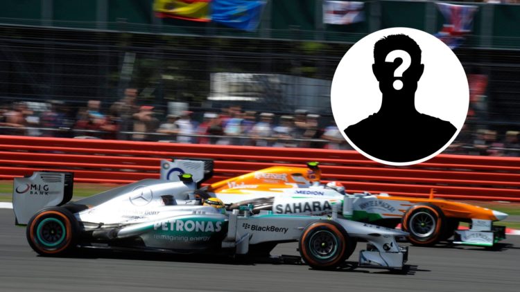Adrian Sutil and Lewis Hamilton side-by-side at the 2013 British Grand Prix
