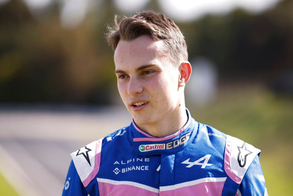 Oscar Piastri wearing an Alpine racing overall at the 2022 Australian Grand Prix
